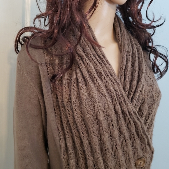 Venus Long Brown Shawl CollarSweater Small - Picture 2 of 9